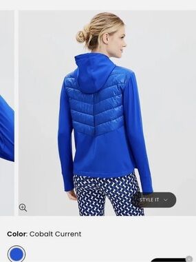 Lou & Grey Cobalt Current Hooded Puffer-Back Jacket